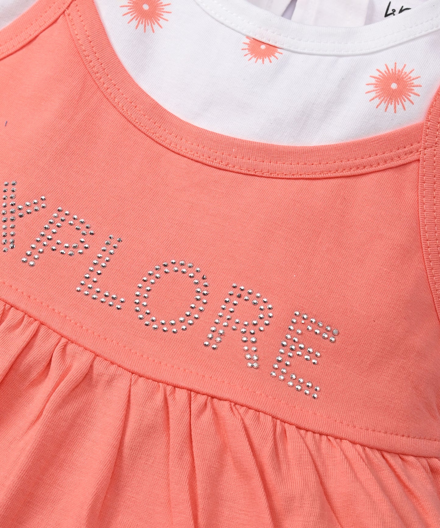 Explore Minnie Half Sleeves Frock & Bloomer Pant Set | Orange