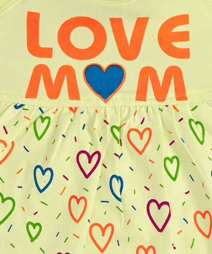 Love Mom Bandhani Straps Frock & Bloomer Pant Set | Green & Pink | Pack of 2