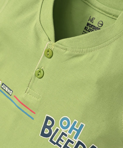 Oh Bleep Half Sleeves T-Shirt & Half Pant Set | Green