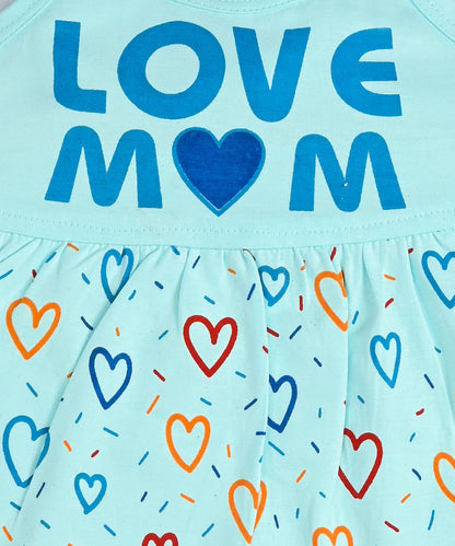 Love Mom Bandhani Straps Frock & Bloomer Pant Set | Pink & Blue | Pack of 2