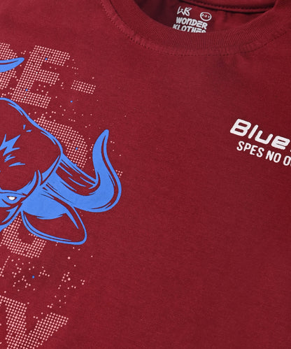 Bulls City Half Sleeves T-Shirt & Shorts Set | Maroon