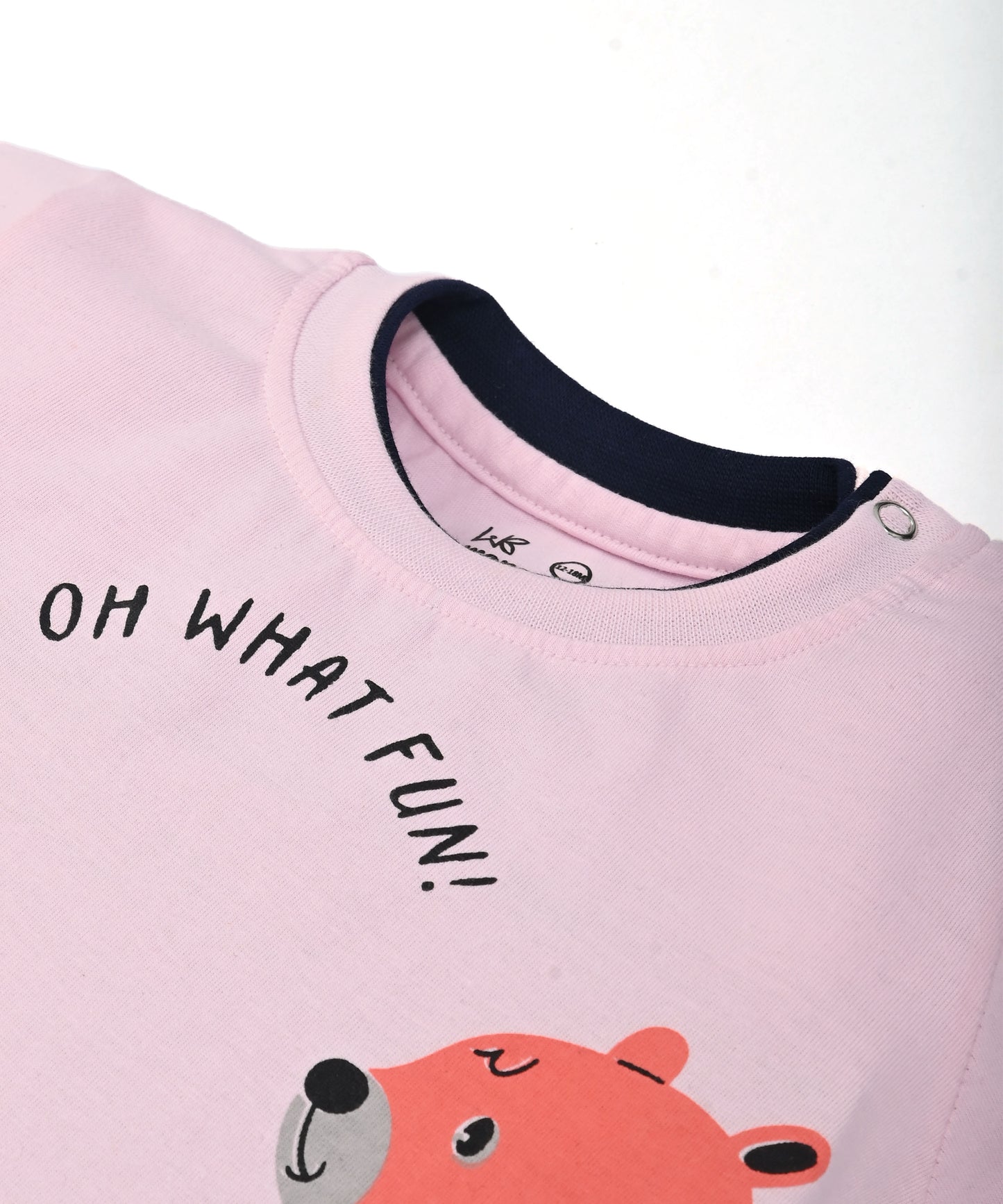 Oh What Fun Half Sleeves Shoulder Open T-Shirt & Half Pant Set | Pink