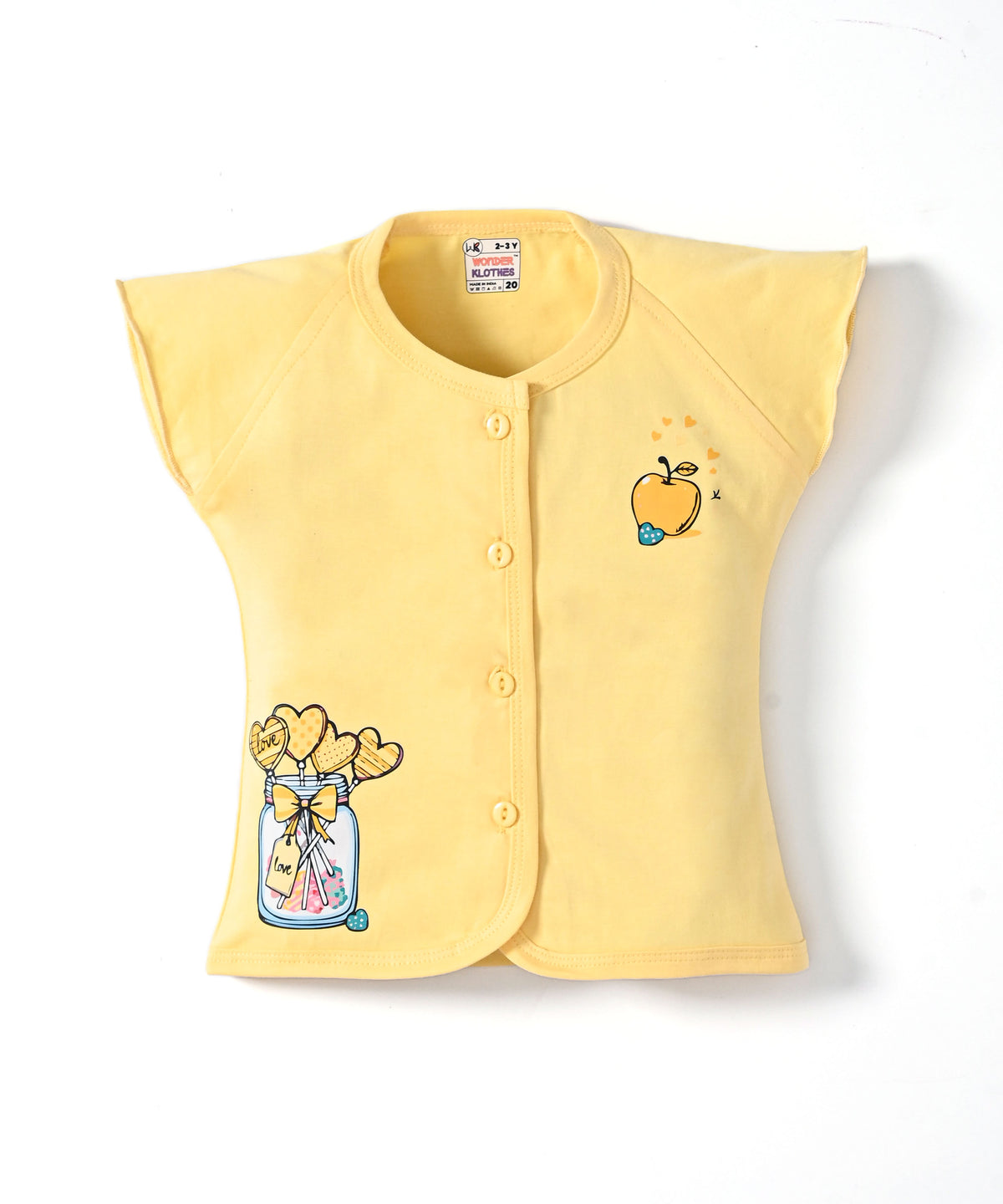 Apple Jar Raglan Short Sleeves Front Open Top & Hot Pant Set | Yellow