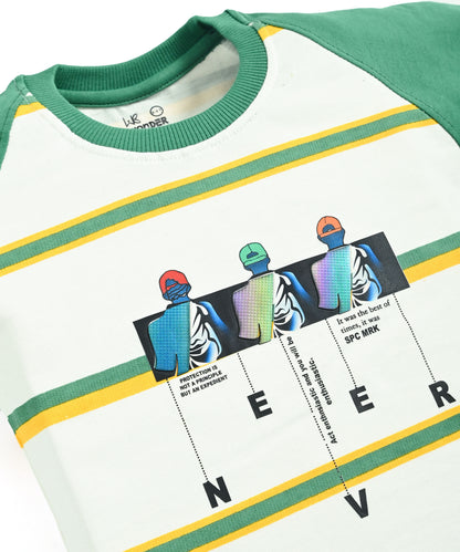 Never Origin Raglan Full Sleeves Sweatshirt & Joggers Set | Green