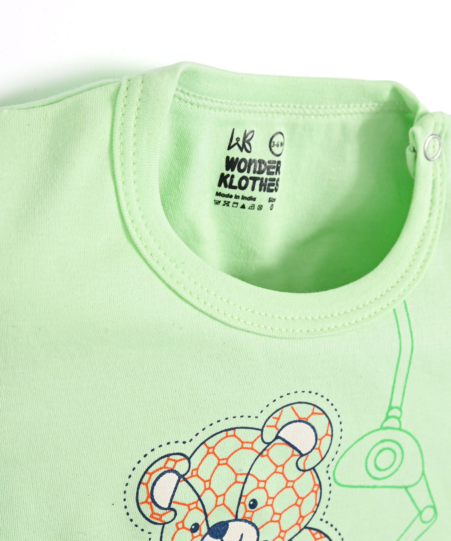 Teddy Bear Half Sleeves Shoulder Open T-Shirt & Half Pant Set | Green