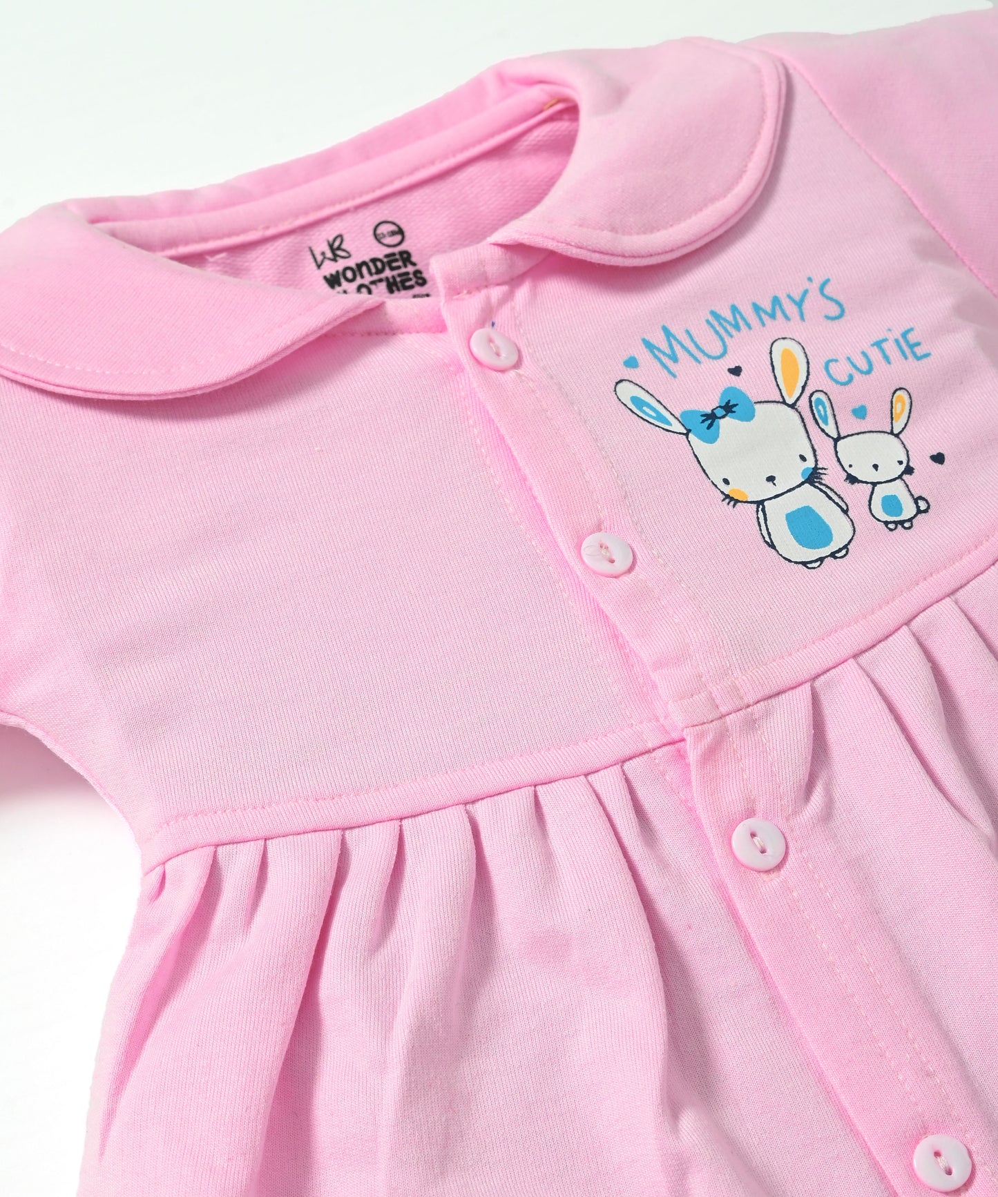 Mummy’s Cutie Full Sleeves Front Open Frock and Full Pant Set | Pink