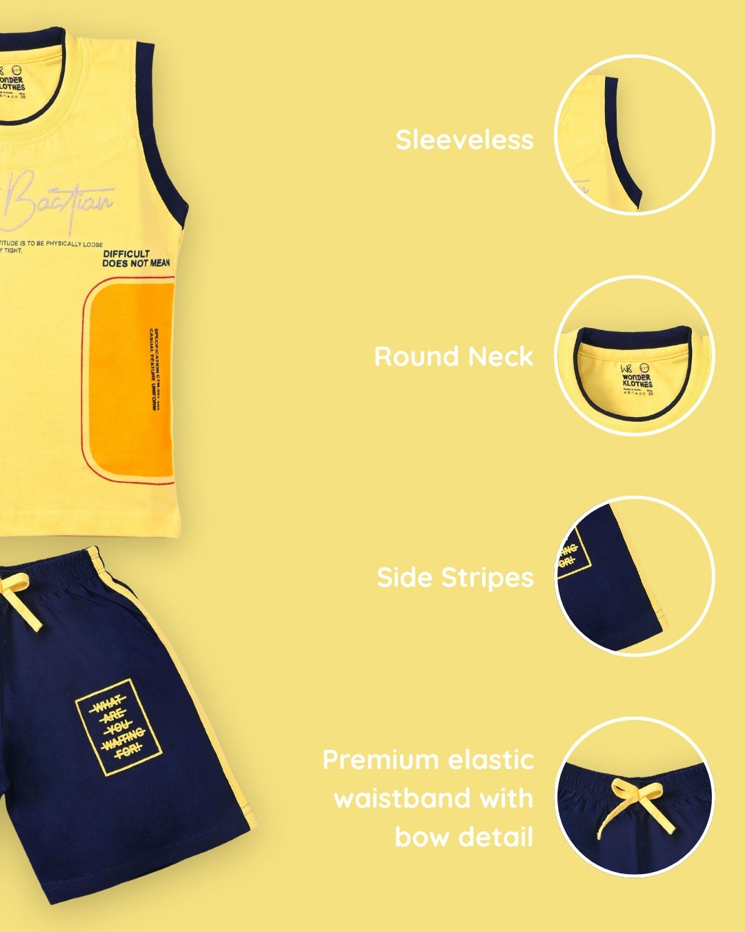 Miftah Sleeveless T-Shirt & Shorts Set | Yellow