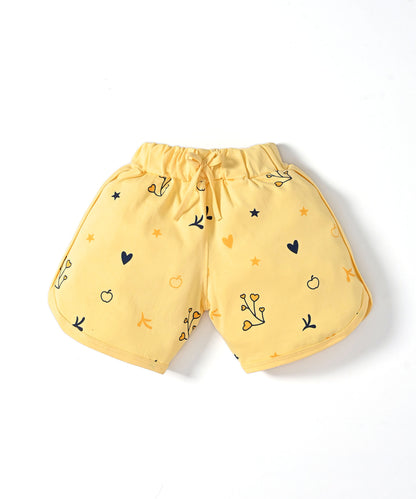 Apple Jar Raglan Short Sleeves Front Open Top & Hot Pant Set | Yellow