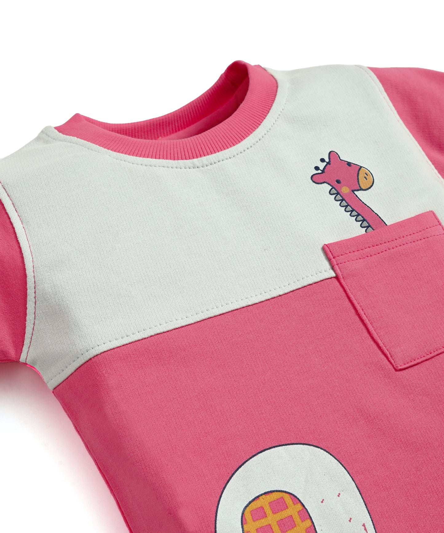 Jungle Buddies Full Sleeves Sweatshirt & Joggers Set | Pink