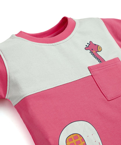 Jungle Buddies Full Sleeves Sweatshirt & Joggers Set | Pink