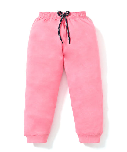 Little Astronaut Full Sleeves Fleece Front-Open Hooded Sweatshirt and Joggers Set | Pink