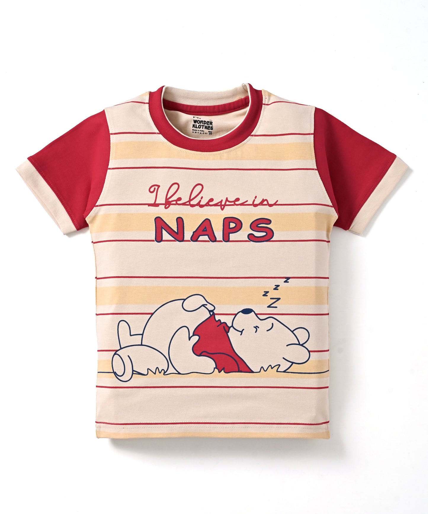 Bear Naps Half Sleeves T-Shirt & Half Pant Set | Red