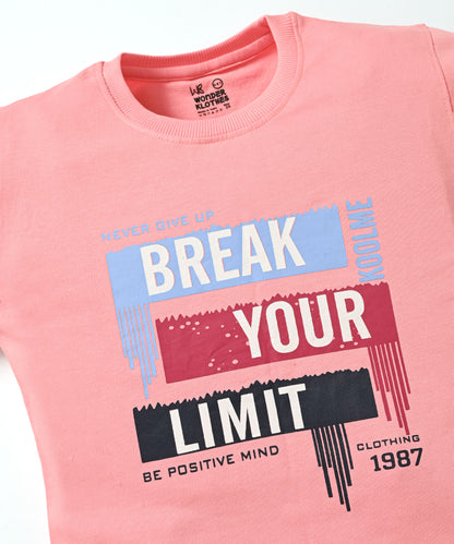 Break Your Limit Full Sleeves Sweatshirt and Joggers Set | Pink