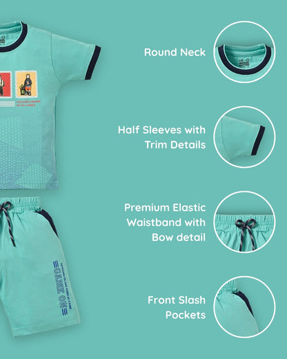 Spread Squad Half Sleeves T-Shirt & Shorts Set | Green