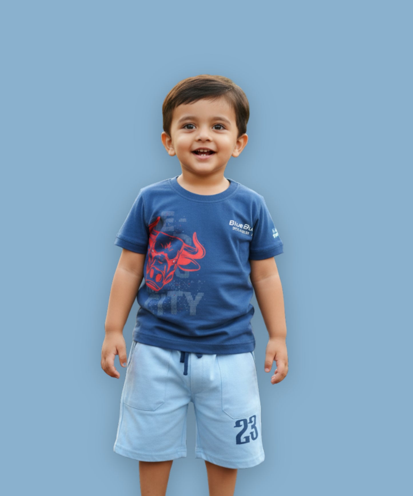 Bulls City Half Sleeves T-Shirt & Shorts Set | Blue