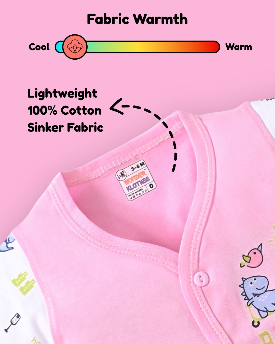 Dino Rides Half Sleeves & Sleeveless Front Open T-Shirt & Half Pant Set | Pink | Pack of 2