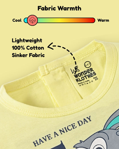 Rabbit Short Sleeves Top & Hot Pant Set | Yellow