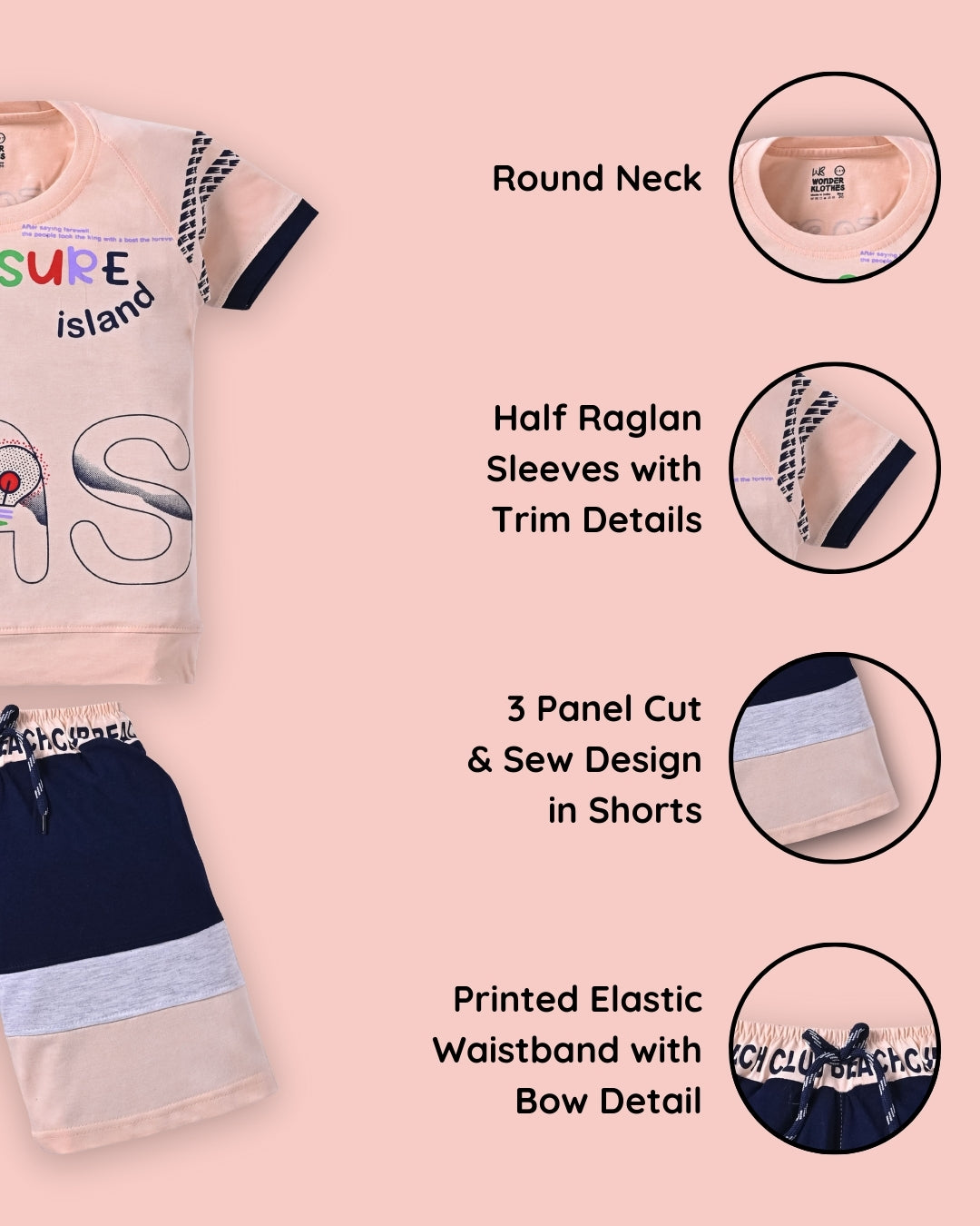 Treasure Island Raglan Half Sleeves T-Shirt & Shorts Set | Orange