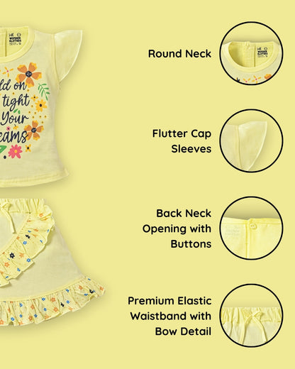 Floral Dreams Short Sleeves Top & Skirt Set | Yellow