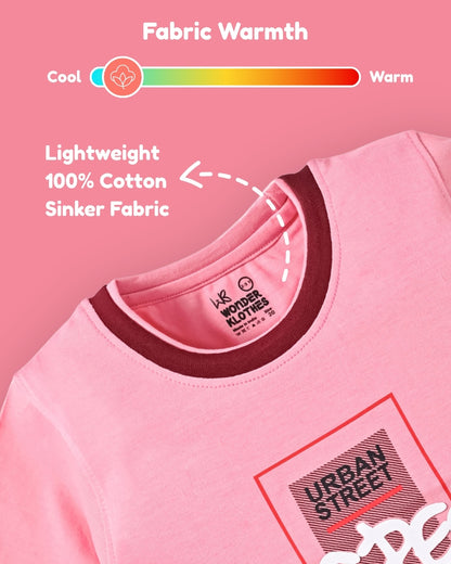 Respect Half Sleeves T-Shirt & Shorts Set | Pink