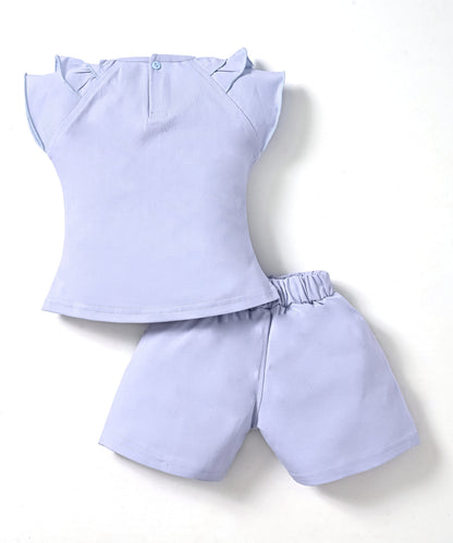 Butterfly Meadow Raglan Short Sleeves Top & Hot Pant Set | Purple