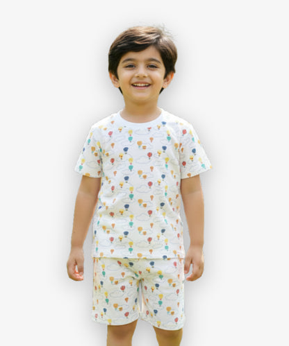 Hot Air Balloon Half Sleeves T-Shirt & Half Pant Set
