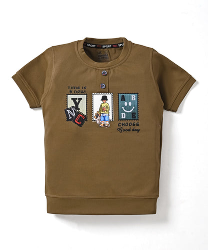 Street Times Half Sleeves T-Shirt & Shorts Set | Brown