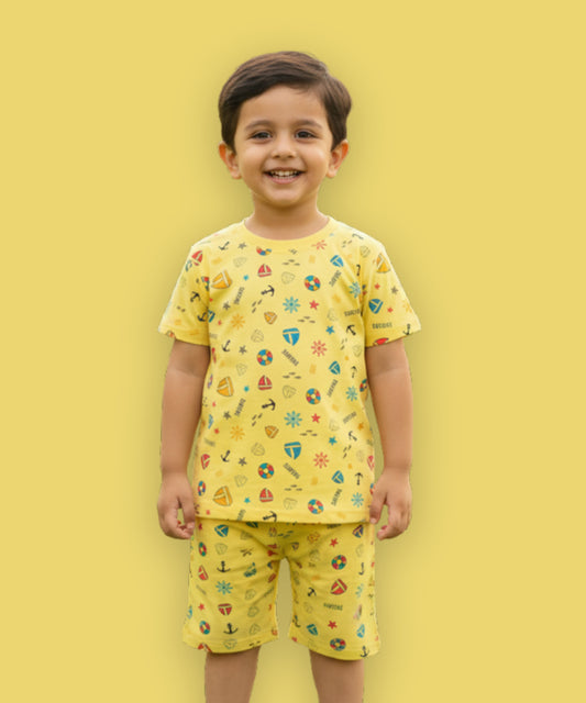 Surfing Beach Half Sleeves T-Shirt & Half Pant Set