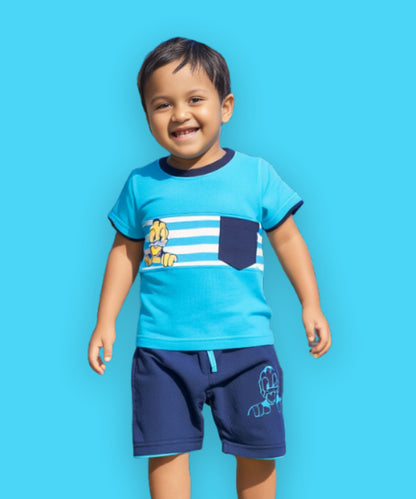 Donald Duck Half Sleeves T-Shirt & Half Pant Set | Blue