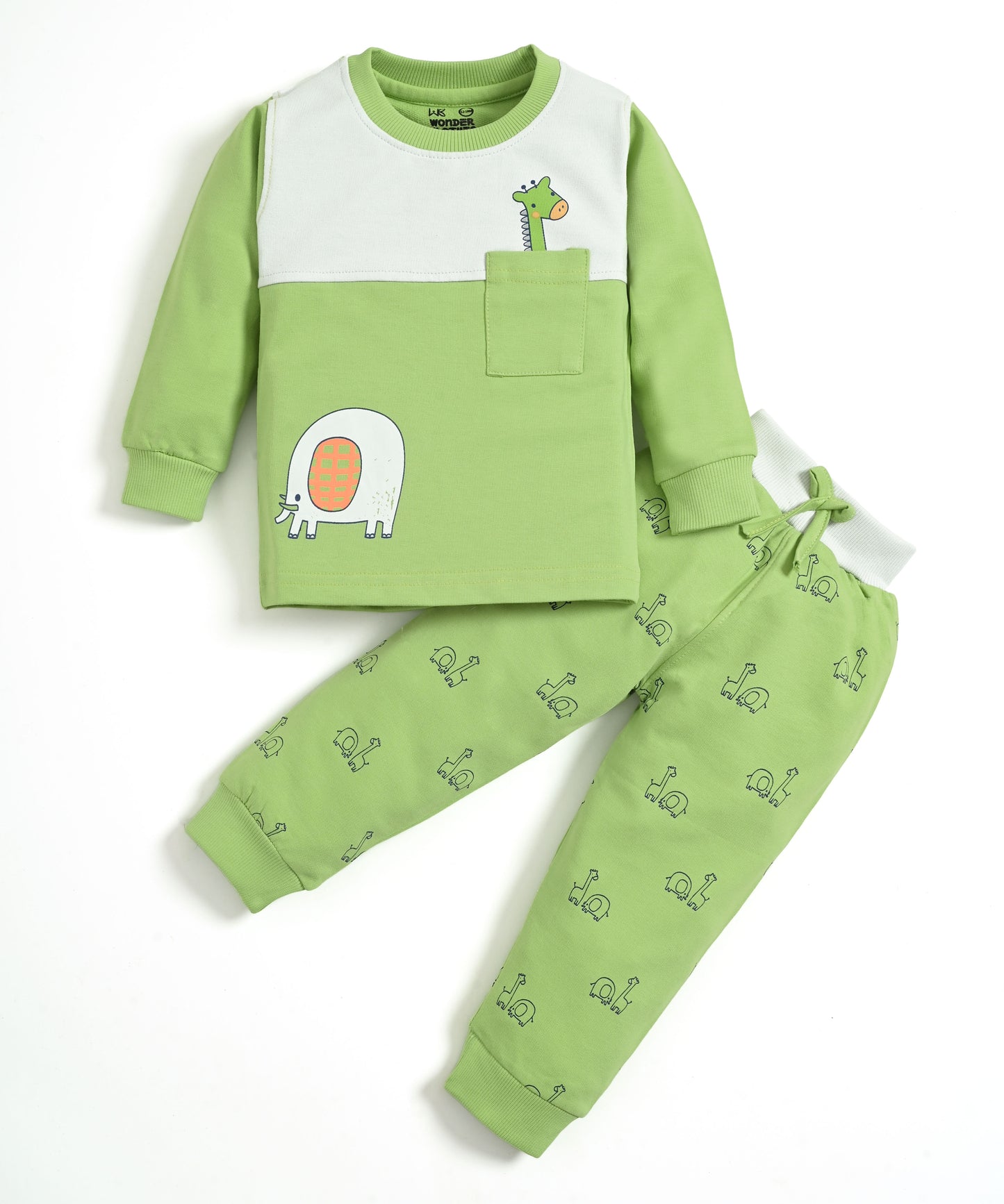 Jungle Buddies Full Sleeves Sweatshirt & Joggers Set | Green