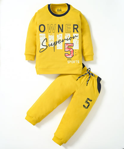 Owner Full Sleeves Sweatshirt and Joggers Set | Yellow