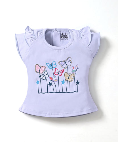 Butterfly Meadow Raglan Short Sleeves Top & Hot Pant Set | Purple