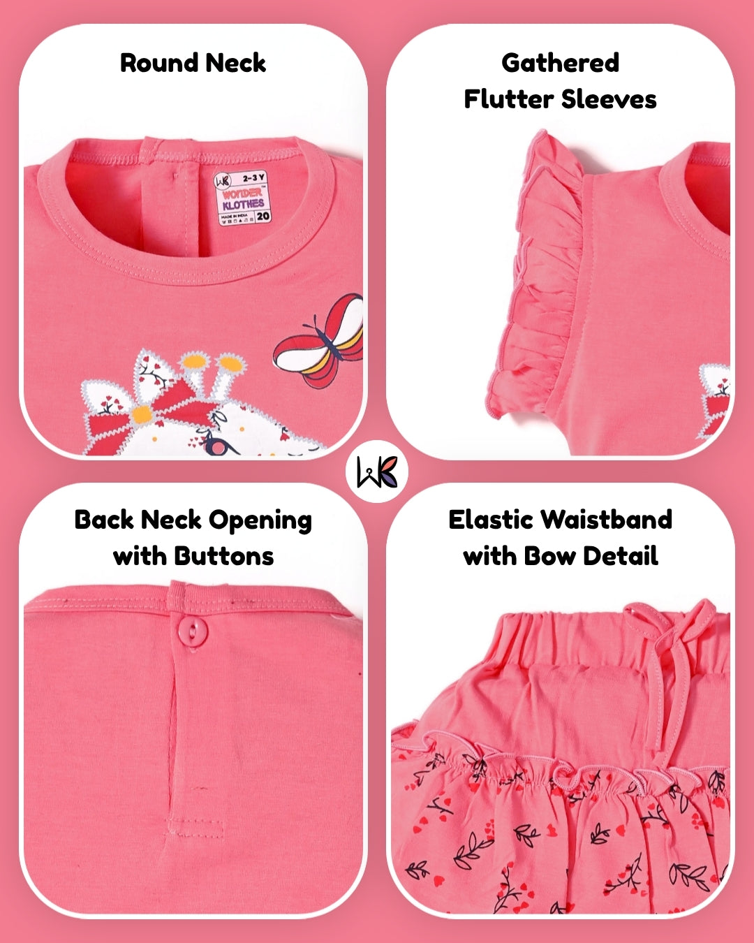 Giraffe Garden Short Sleeves Top & Skirt Set | Pink