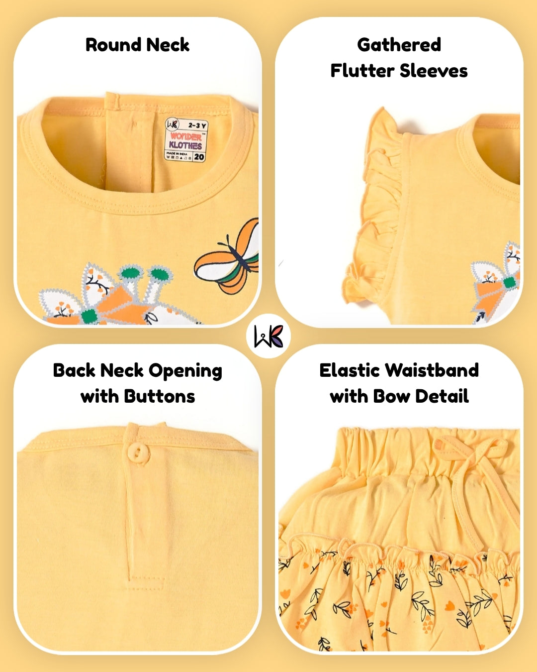 Giraffe Garden Short Sleeves Top & Skirt Set | Yellow