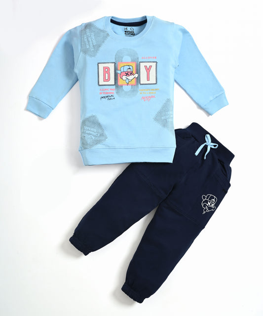 Ducky Boy Full Sleeves Sweatshirt & Joggers Set | Blue