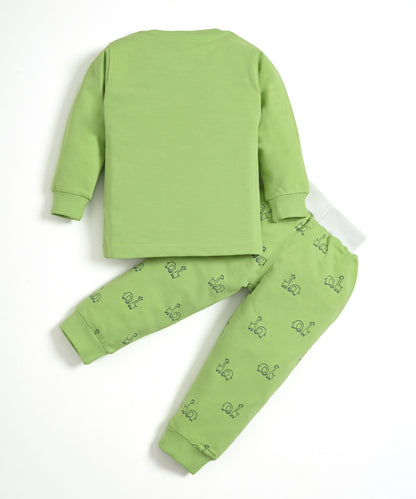 Jungle Buddies Full Sleeves Sweatshirt & Joggers Set | Green