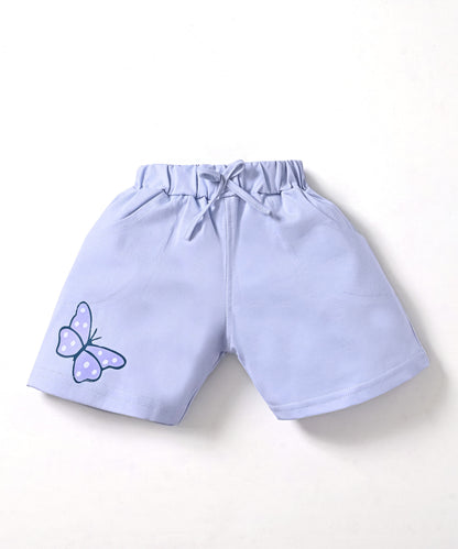 Butterfly Meadow Raglan Short Sleeves Top & Hot Pant Set | Purple