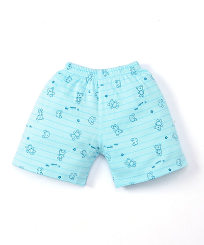 I Am Tiger Half Sleeves Front Open T-Shirt & Half Pant Set | Blue