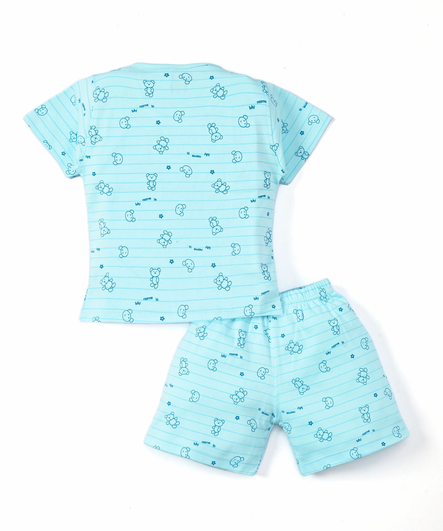 I Am Tiger Half Sleeves Front Open T-Shirt & Half Pant Set | Blue