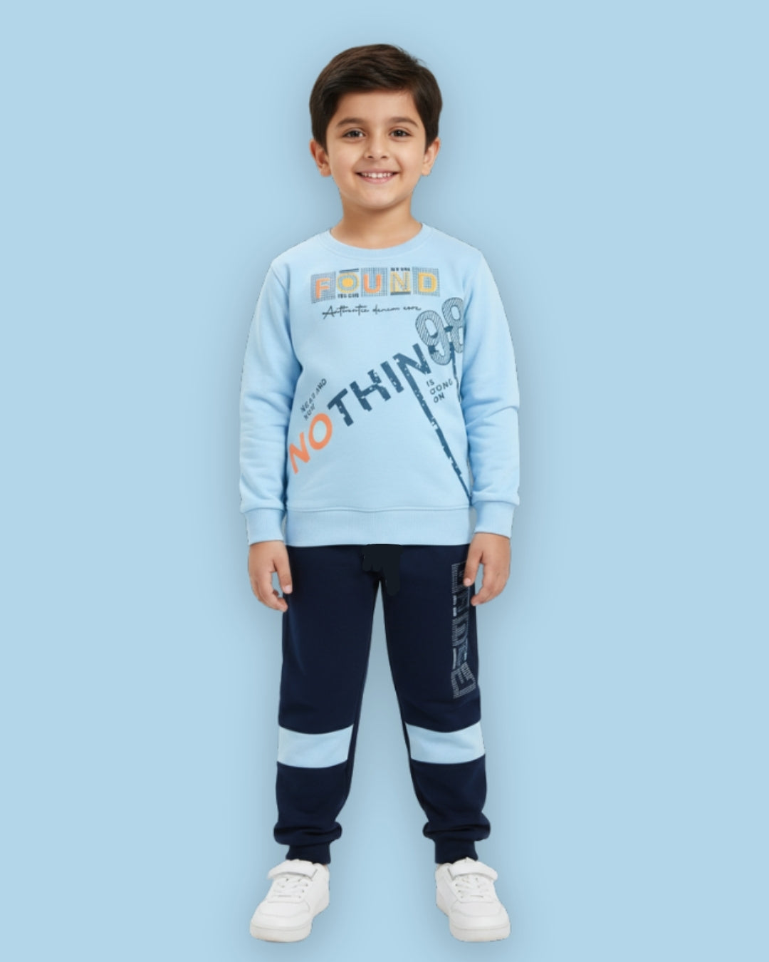 Nothing Full Sleeves Sweatshirt & Joggers Set | Blue