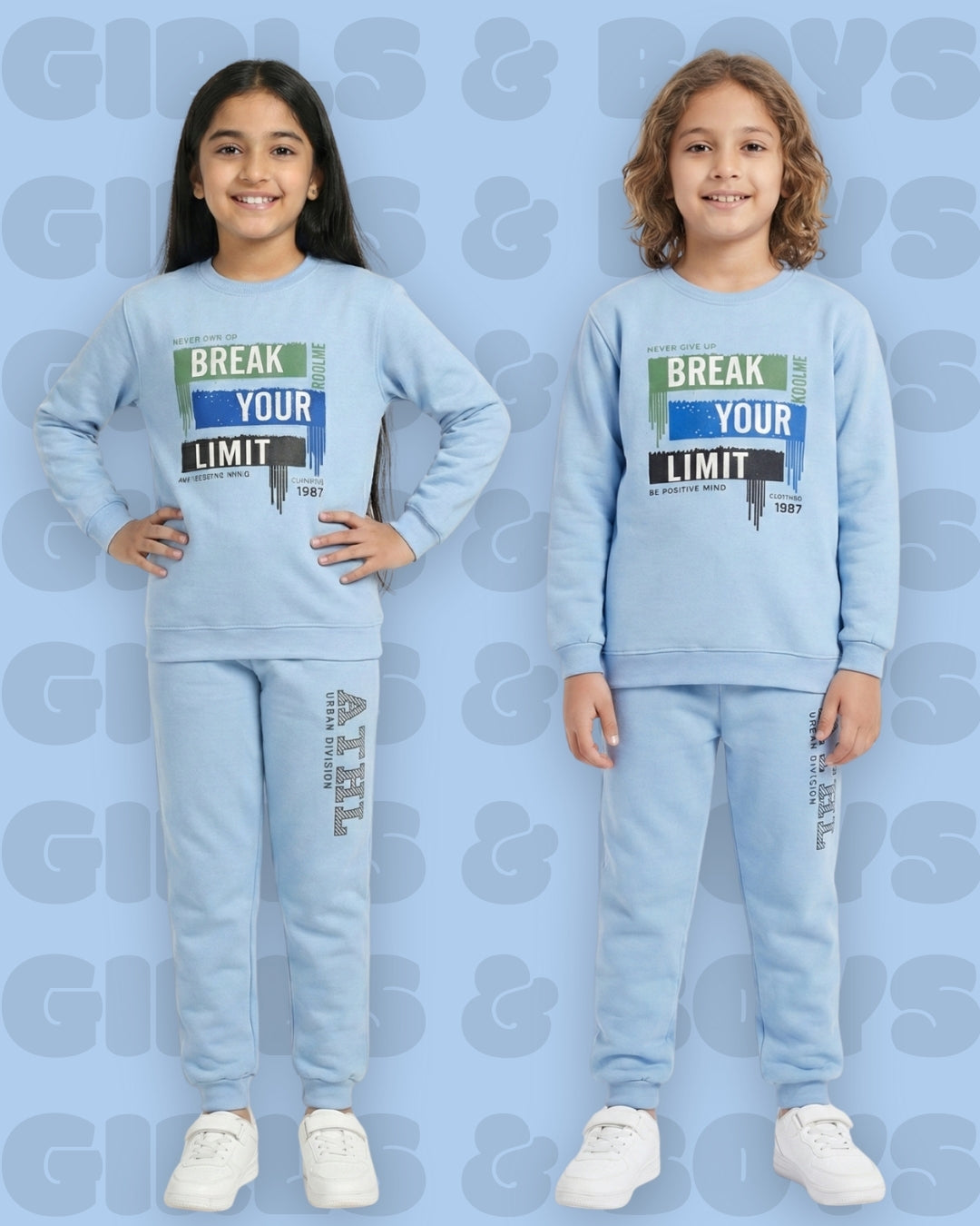 Break Your Limit Full Sleeves Sweatshirt and Joggers Set | Blue