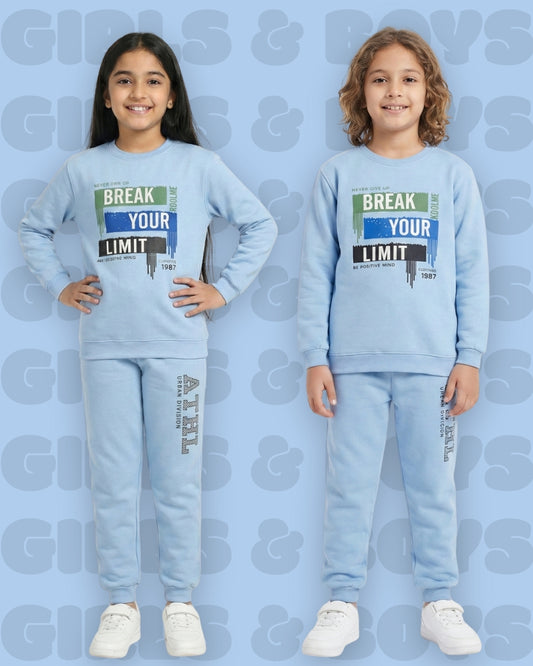 Break Your Limit Full Sleeves Sweatshirt and Joggers Set | Blue