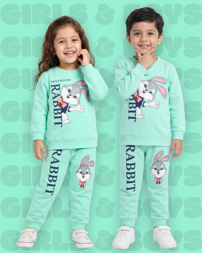 Rabbit Full Sleeves Sweatshirt and Joggers Set | Green