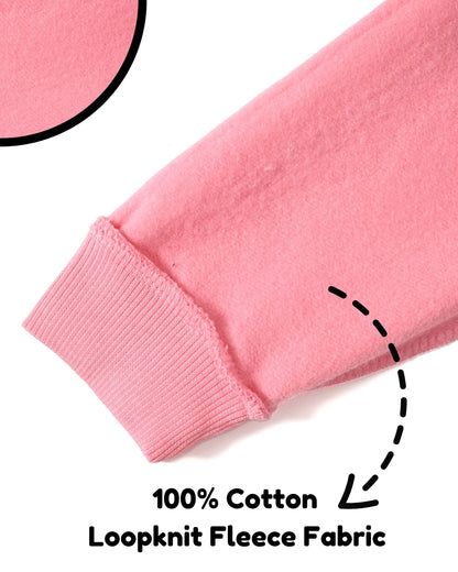 Break Your Limit Full Sleeves Fleece Sweatshirt and Joggers Set | Pink