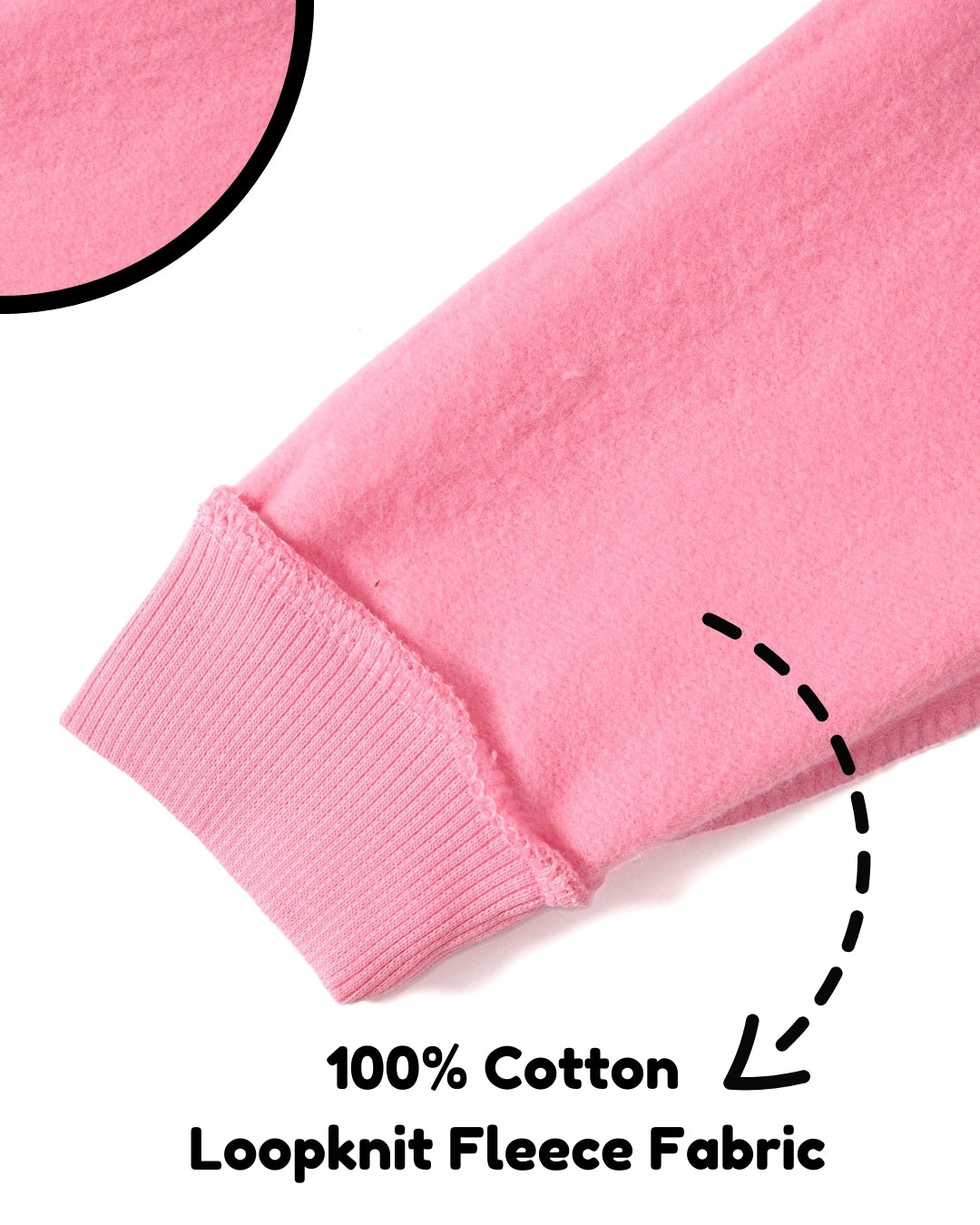 Little Astronaut Full Sleeves Fleece Front-Open Hooded Sweatshirt and Joggers Set | Pink