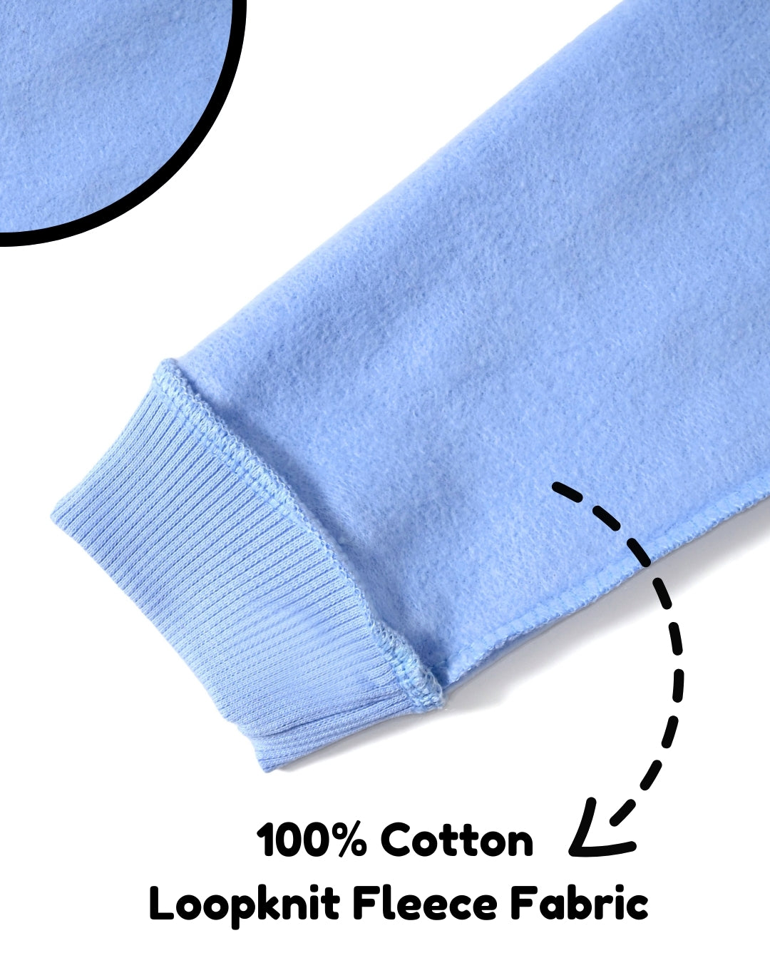 Little Astronaut Full Sleeves Fleece Front-Open Hooded Sweatshirt and Joggers Set | Blue