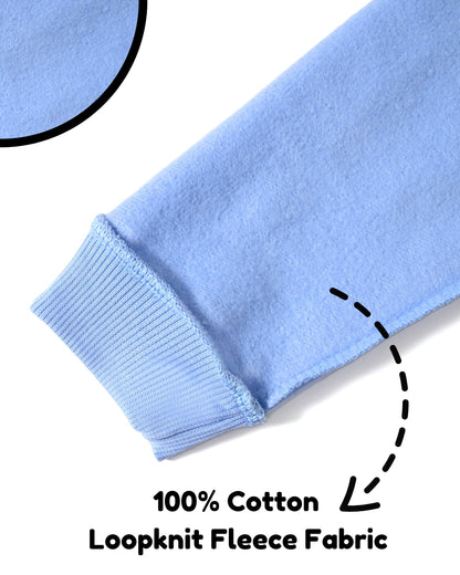 Little Astronaut Full Sleeves Fleece Front-Open Hooded Sweatshirt and Joggers Set | Blue